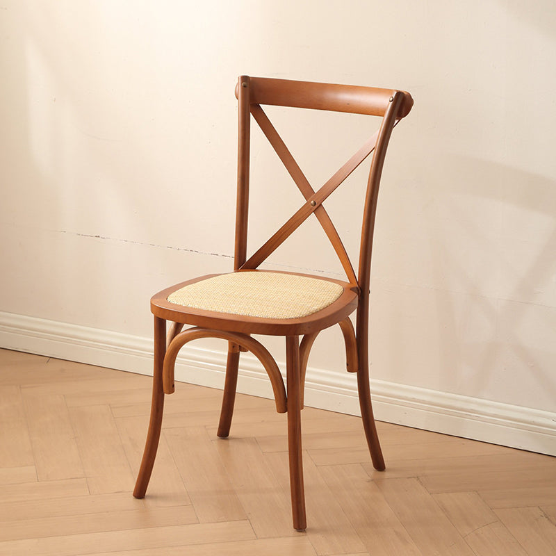 Rustic Woven Rattan Wood Dining Chair — Not Stackable / Black / Rattan