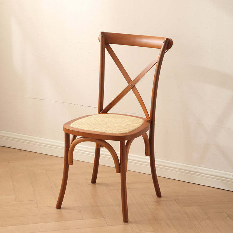 Rustic Woven Rattan Wood Dining Chair — Not Stackable / Black / Rattan