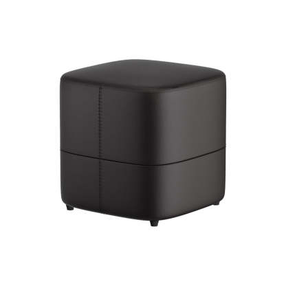 Minimalist Microfiber Leather Solid Wood Low Stool — Khaki Color
