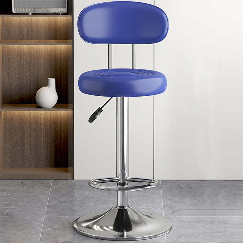 Contemporary Leather Swivel Bar Stool Height Adjustable