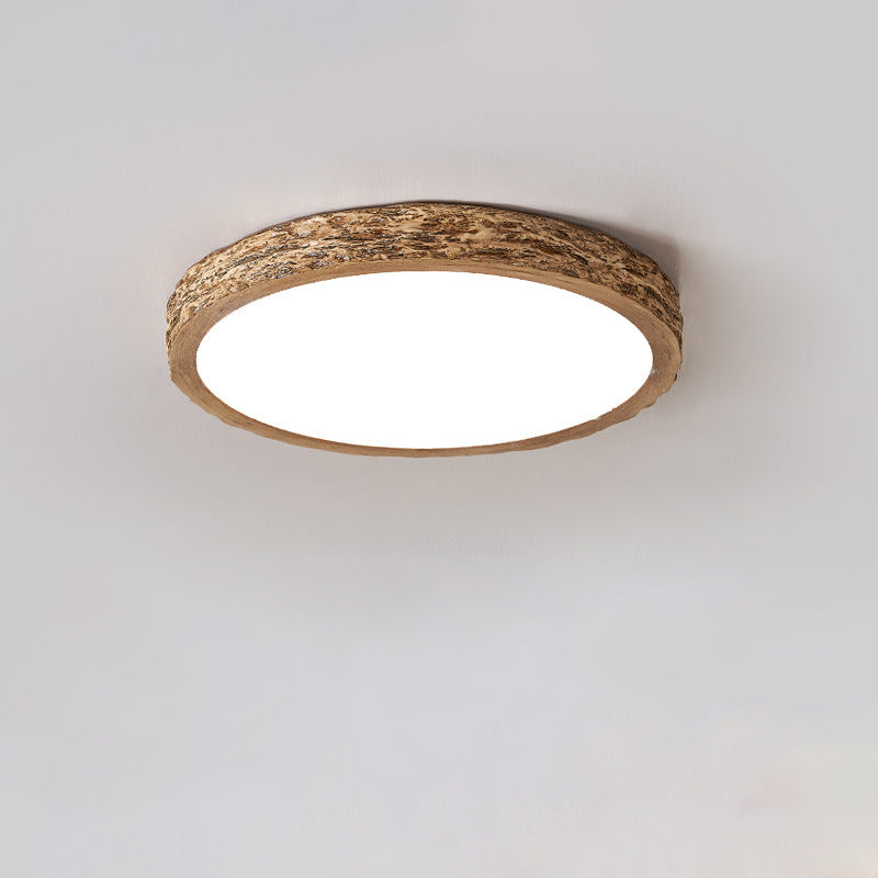 Minimalist Stone Grain Resin Iron LED Flush Mount Light