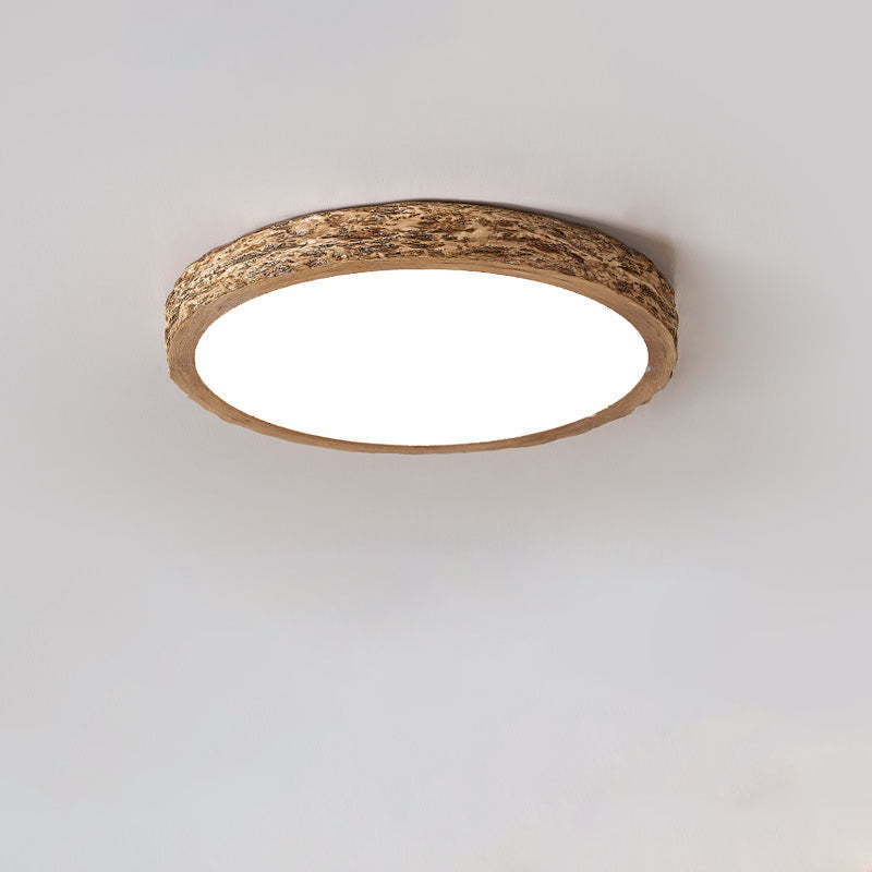 Minimalist Stone Grain Resin Iron LED Flush Mount Light
