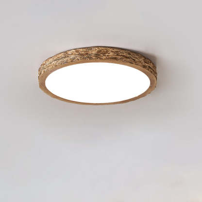 Minimalist Stone Grain Resin Iron LED Flush Mount Light