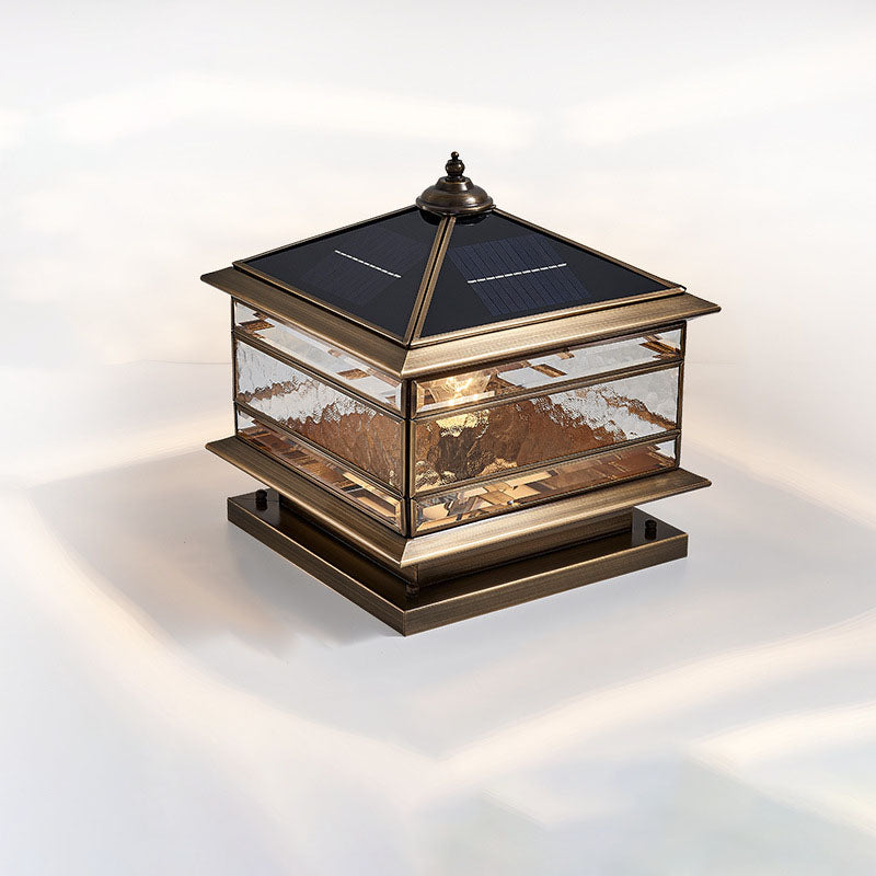European Brass Glass Square Pillar Landscape Light