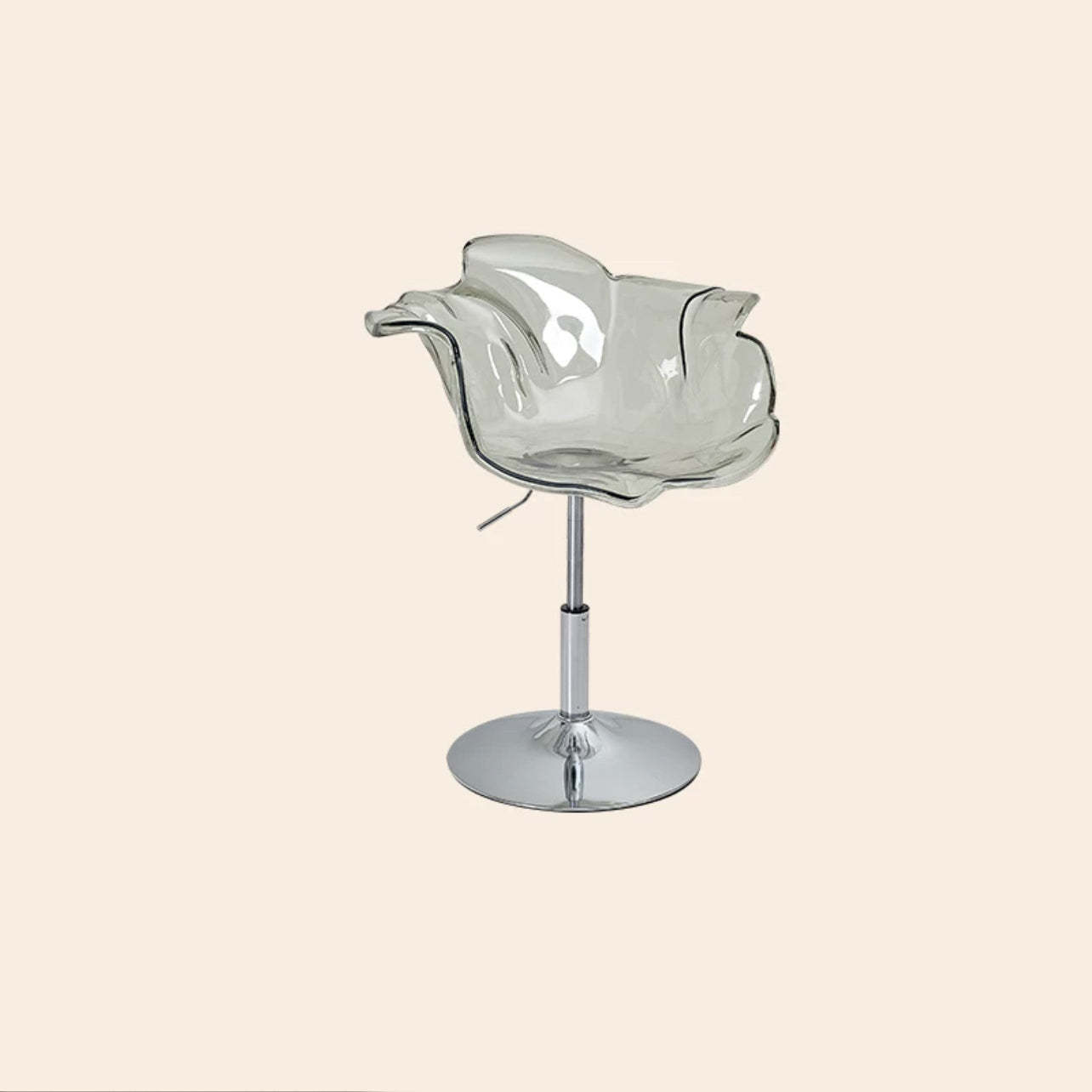 Contemporary Petal Acrylic Liftable Dining Chair — Lake Green Seat + Black Base