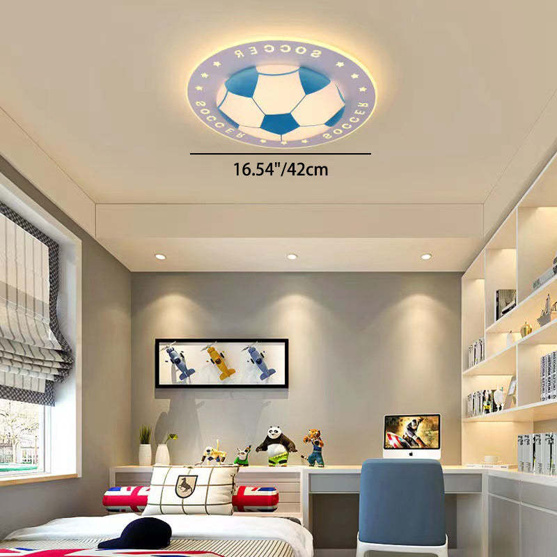 Art Deco Soccer Ball Acrylic Iron LED Flush Light