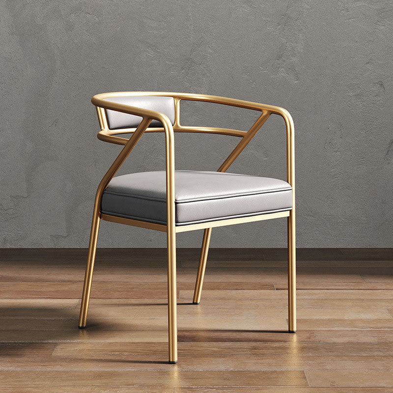 Modern Ring Leather Linen Alloy Dining Chair