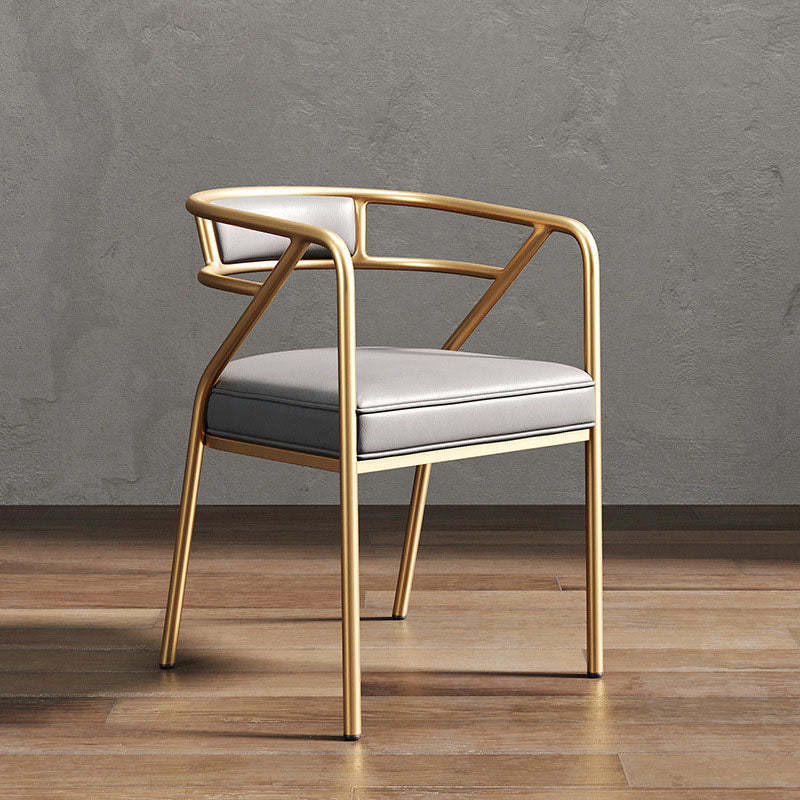 Modern Ring Leather Linen Alloy Dining Chair