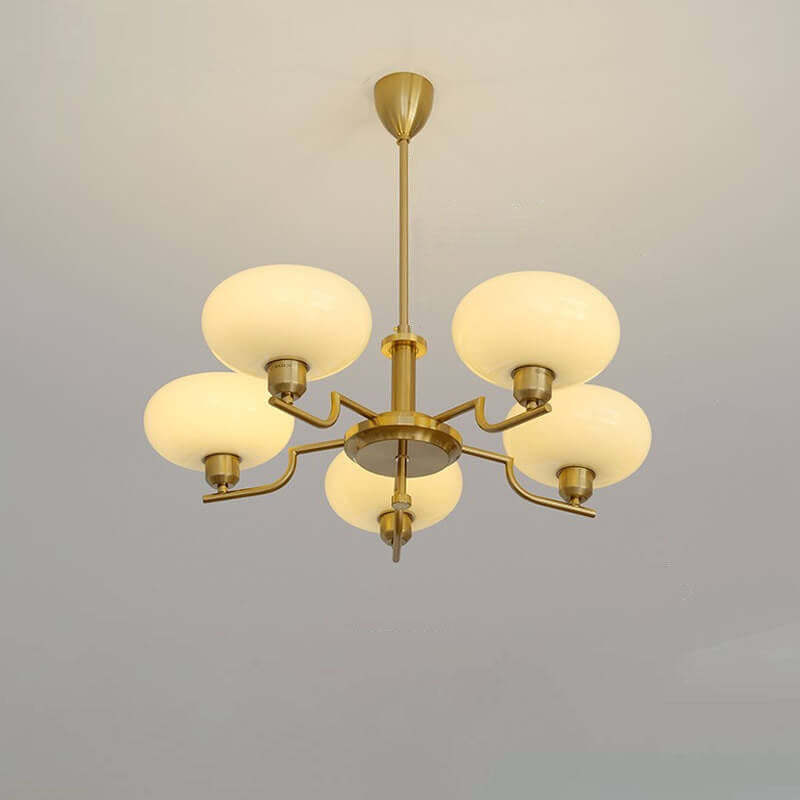 Nordic Vintage Milky Glass Dome Chrome Chandelier
