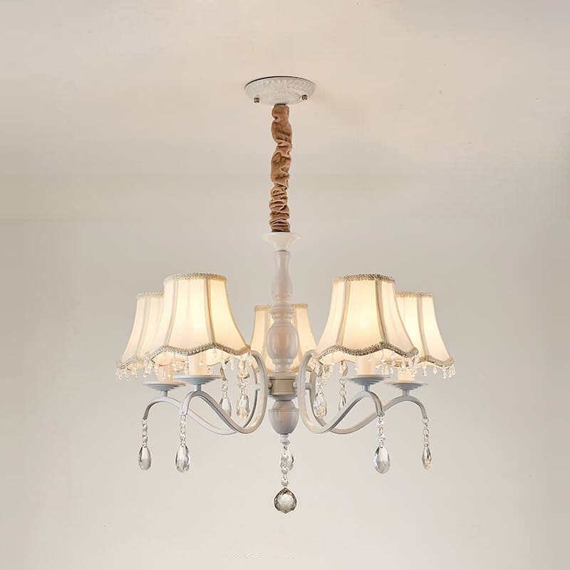 Modern Cone Iron Crystal Fabric Chandelier