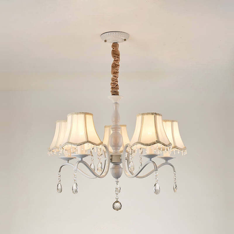 Modern Cone Iron Crystal Fabric Chandelier