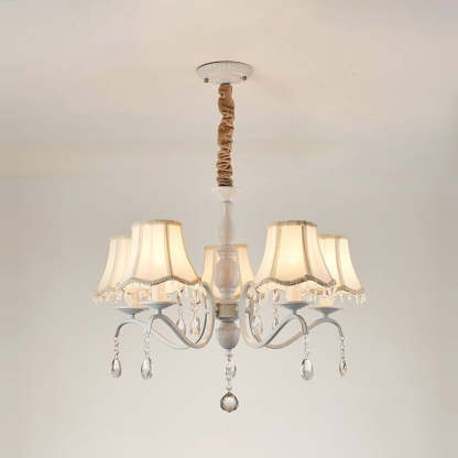 Modern Cone Iron Crystal Fabric Chandelier