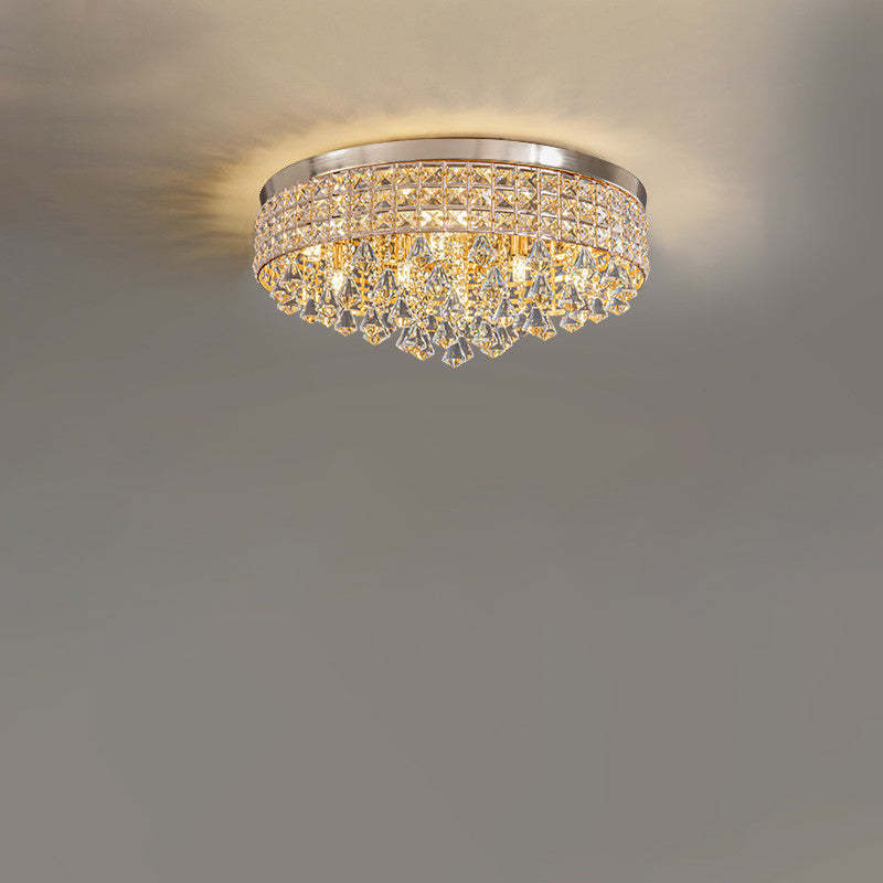Modern Round Iron Crystal Beads 6/9-Light Flush Mount
