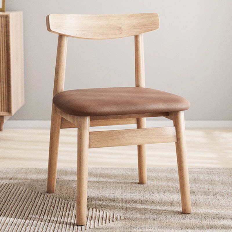 Retro Double-Layer Nappa Leather Open-Back Dining Chair