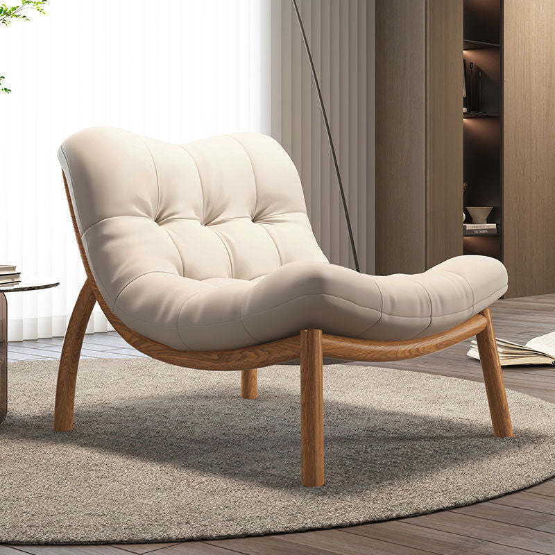 Scandinavian Upholstered Leather Steel Sofa — Wood Color / Colorful