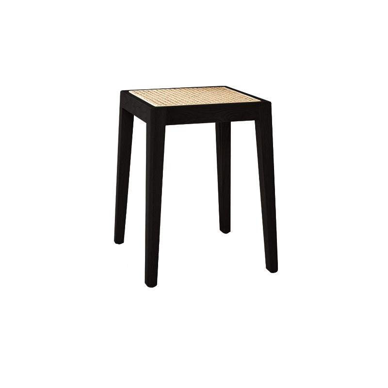 Japanese Rattan Wood Stackable Low Stool