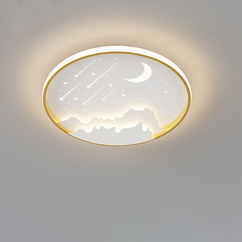 Modern Iron Round Kids LED Flush Mount Light