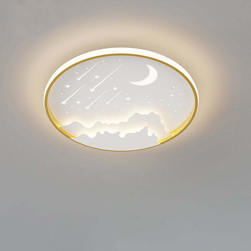 Modern Iron Round Kids LED Flush Mount Light