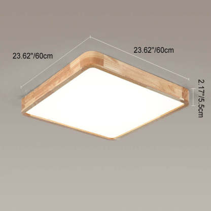 Minimalist Solid Wood Round Tatami LED Flush Mount Light