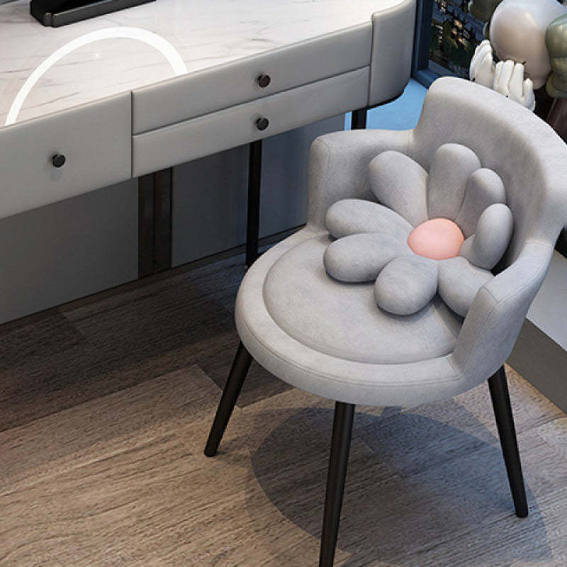 Contemporary Floral Velvet Metal Vanity Stool