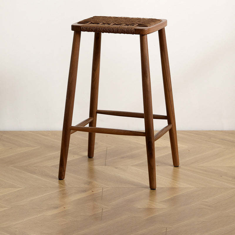 Japanese Rope Woven Wooden Bar Stool
