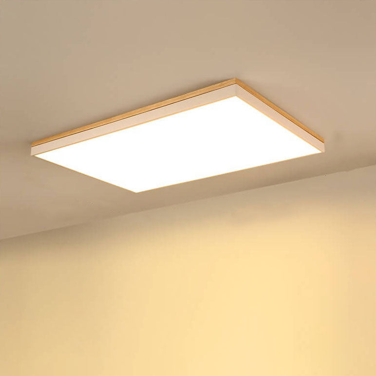 Nordic Solid Wood Square Rectangle LED Flush Ceiling Light
