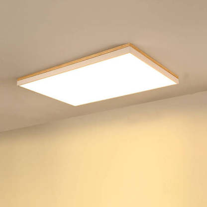 Nordic Solid Wood Square Rectangle LED Flush Ceiling Light