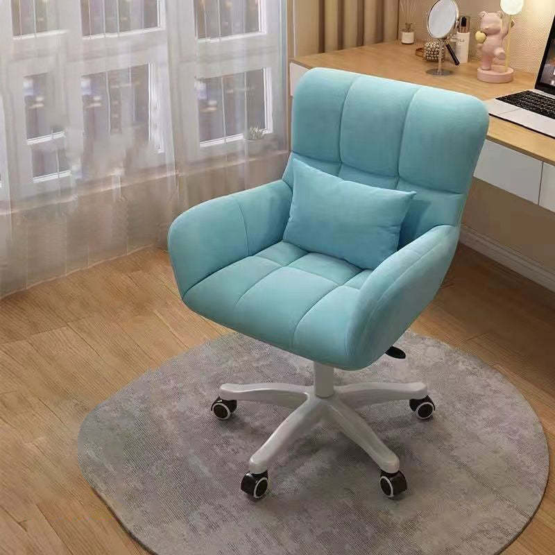 Nordic Velvet Swivel Height-Adjustable Desk Chair — Blue