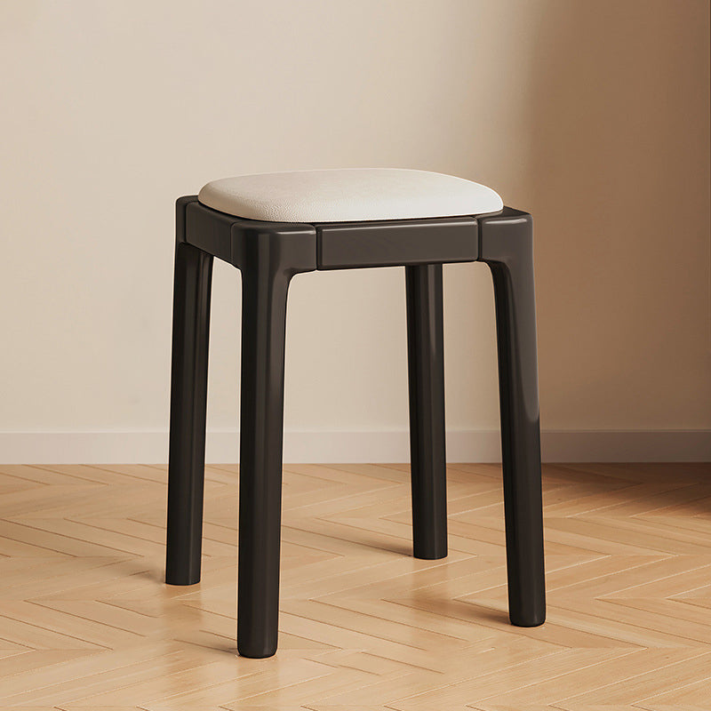 Modern Wood Leather Backless Vanity Stool