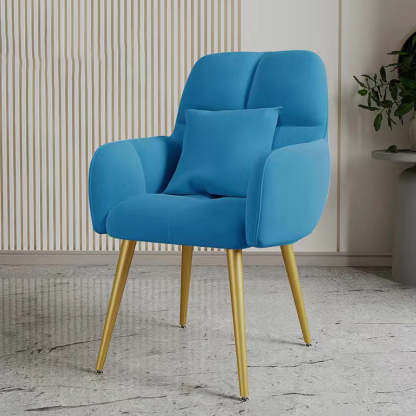 Minimalist Square Vanity Stool with Backrest — Gold / Light Blue