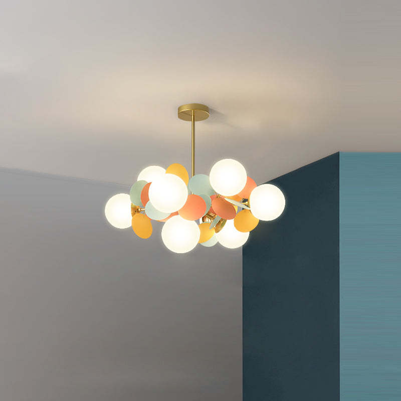 Nordic Iron Acrylic Glass Flower Branch Ball Chandelier