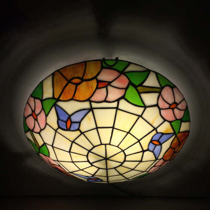 Traditional Tiffany Shell Bead Stained Glass Flush Light — D / 220V-240V For UK/AU