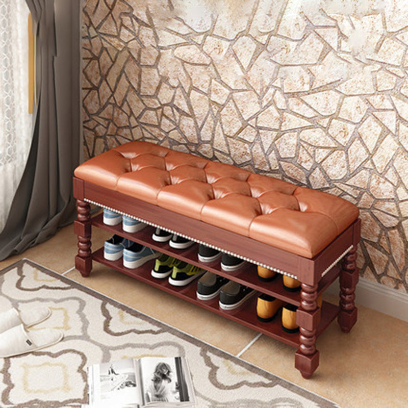 Vintage Microfiber Leather Wood Ball Shoe Storage 2-Shelf — White