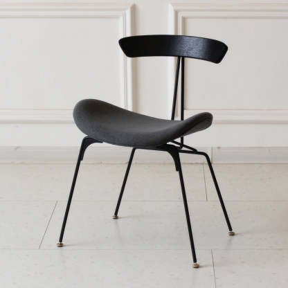 Industrial Ant Arch Wood Leather Dining Chair — Light Green - Leather / Light Brown