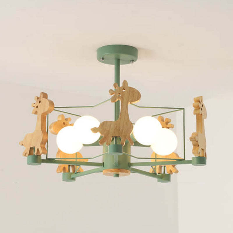 Scandinavian Childlike Giraffe Ceiling Light — Pentagram / Grey / 110V-120V For US/CA