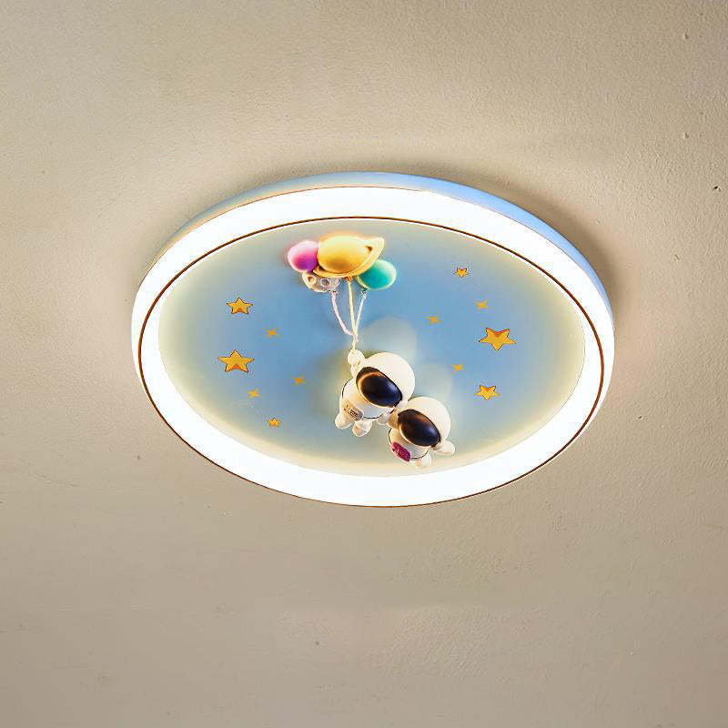 Cartoon Planet Resin Astronaut Acrylic LED Kids Flush Light