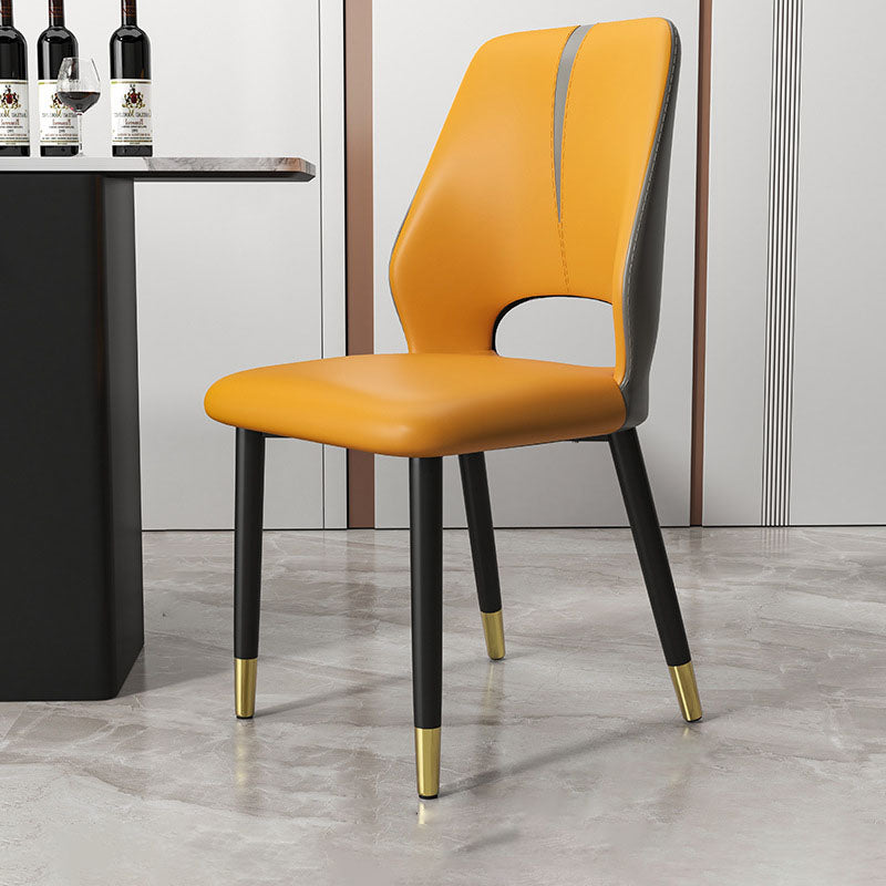Modern Leather Steel Cushion Dining Chair