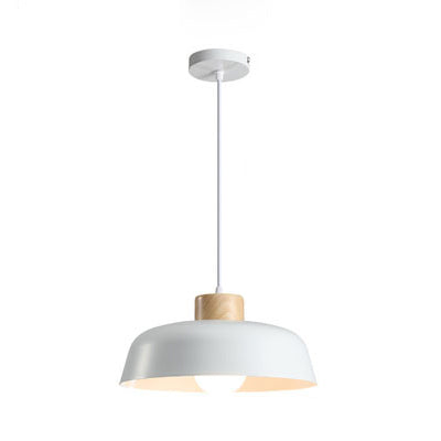 Minimalist Round Aluminum Wood Pendant Light