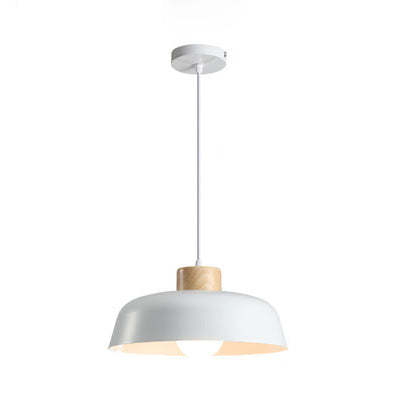 Minimalist Round Aluminum Wood Pendant Light