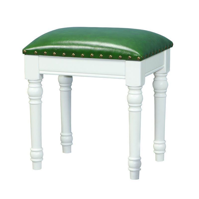Scandinavian Linen Leather Wood Vanity Stool