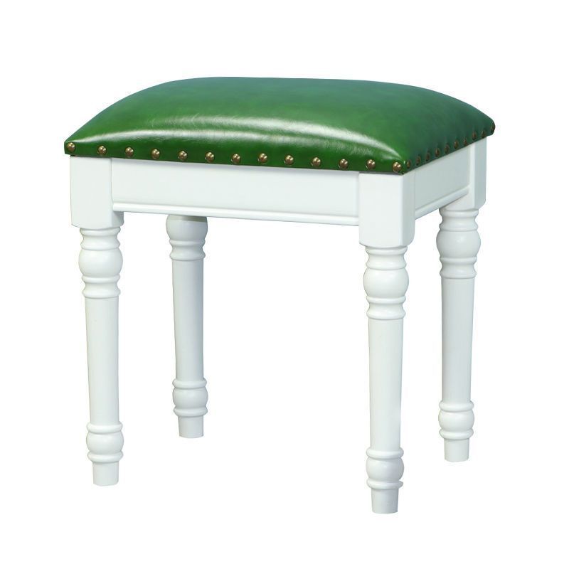 Scandinavian Linen Leather Wood Vanity Stool