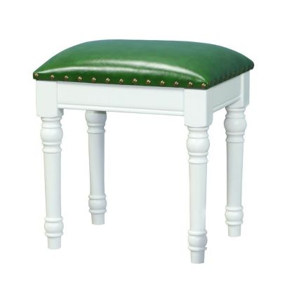 Scandinavian Linen Leather Wood Vanity Stool