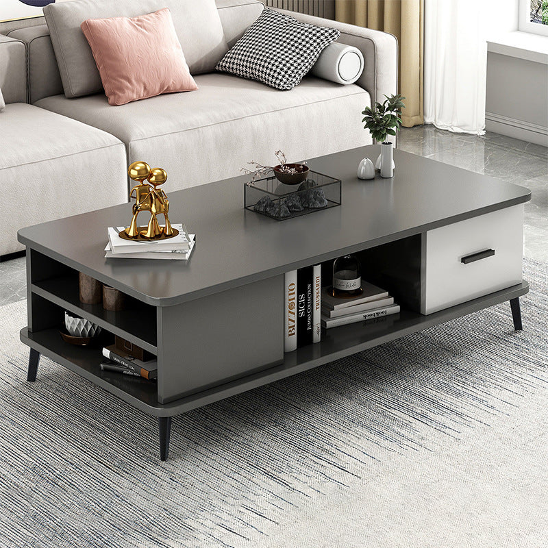 Nordic Rectangular Engineered Wood Iron Coffee Table — B