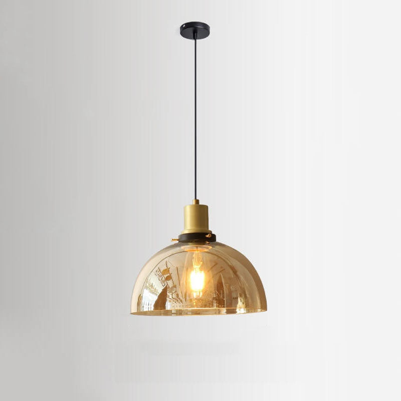 Vintage Semi-Circular Cone Cup Iron Glass Pendant Light
