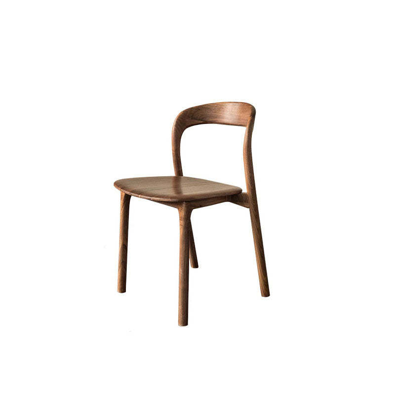 Traditional Chinese Walnut Curved Dining Chair