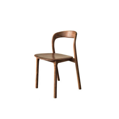 Traditional Chinese Walnut Curved Dining Chair