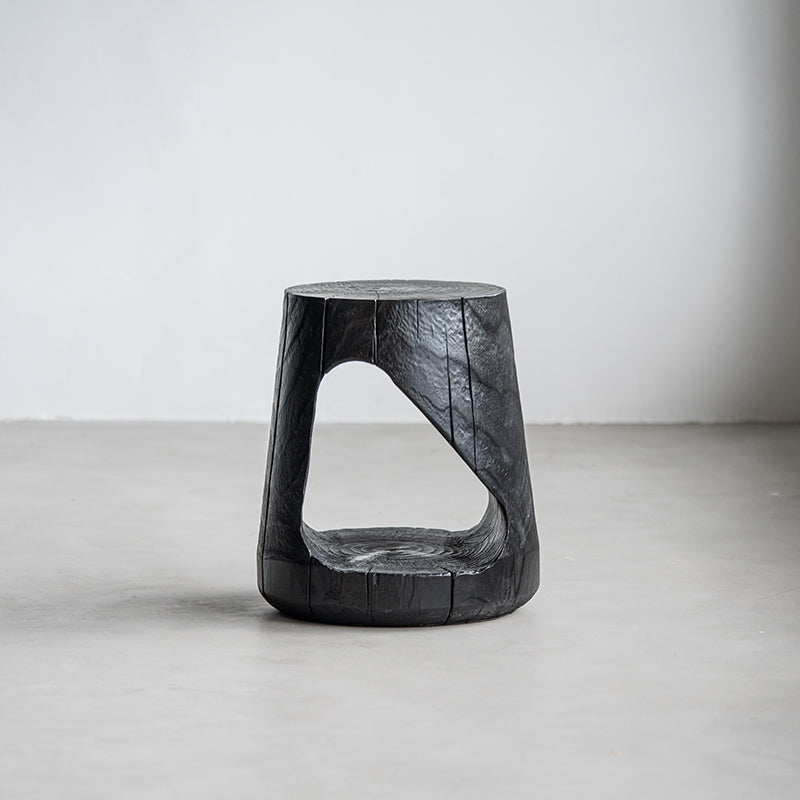 Japanese Wabi-Sabi Wood Geometric End Table — K