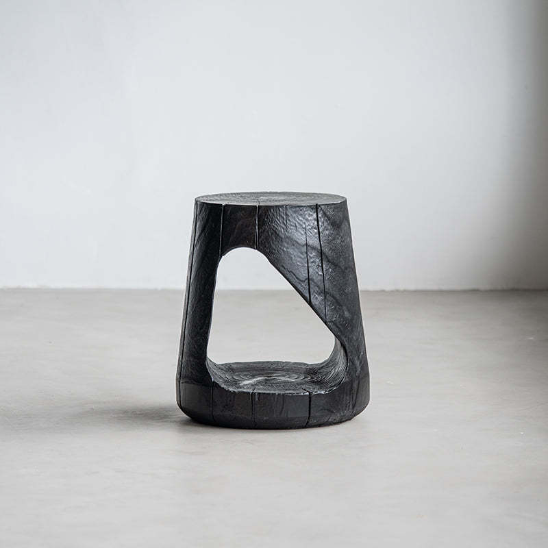 Japanese Wabi-Sabi Wood Geometric End Table — K