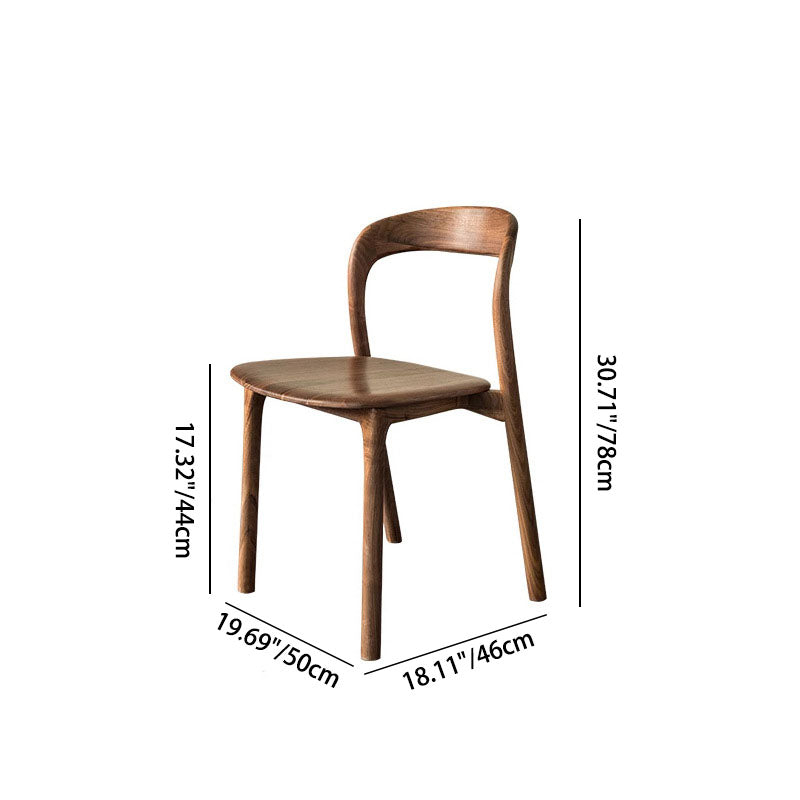 Traditional Chinese Walnut Curved Dining Chair