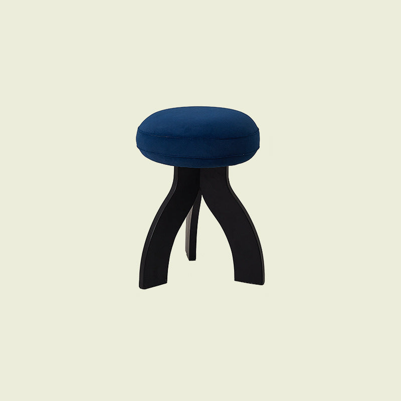 Vintage Triangle Base Wood Fabric Vanity Stool